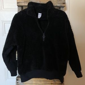 LOLË Black Sherpa 1/4 Pullover Sweater